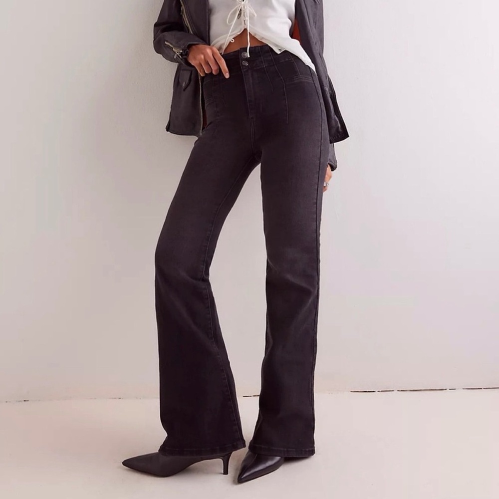 We The Free Free People Black Jayde High-rise Flare Jeans Size 29